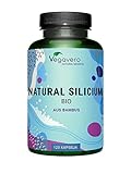 BIO Silizium Kapseln | Premium: aus 100% Bio Bambusextrakt (10:1) | Organisches Silicium hochdosiert bio | Laborgeprüft | Vegan - Ohne Zusatzstoffe | Deutsche Produktion von Vegavero® | 120 Kapseln