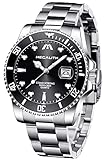 MEGALITH Herrenuhr Silber 40mm Armbanduhr Herren Edelstahl Klassisch Wasserdicht Uhren Herren Datum Leuchtend Analog Quarzuhr, Geschenk fur Männer