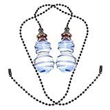 DECOMELODY 2 Stück Zugkette für Deckenventilator und Lampe Dekorative Kristall Anhänger in Blau Langlebige Praktische Zugkette als Ersatz und Stilvolle Fenster oder Gardinen Dekoration