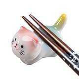 Lucky Cat Chopstick Halter – Keramik Maneki-Neko Chopstick Rest | Katzenlöffelhalter & Chopstick Rest | Handgefertigte Katzenschmuck für Küche, Löffel, Bowls, Japanischer Stil Porcelain Chopstick Rest
