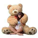 HollyHOME 150cm Teddy groß Teddybär XXL Kuscheltier Geschenk, Plüschtier Stofftier Weiches Spielzeug Bär Tedi Kuschelbär Hellbraun