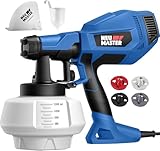 Farbsprühsystem Elektrisch - NEU MASTER HVLP Lackierpistole, Aktualisiert Farbsprühgerät mit verstellbarem Luft und Farbfluss, Behälter 1200 ml/500 W/4 Düsen/3 Sprühmuster