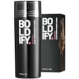 BOLDIFY Streuhaar für Dünner Werdendes Haar (Hazelbraun), Unsichtbar, Natürlich, Große Flasche, 28g, Kaschiert Haarausfall in 15 Sek, Haarverdichtung, Haarpuder für Feines Haar, Frauen/Männer