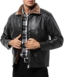 Casey Kevin Lederjacke Herren Schwarz Kunstlederjacke Motorradjacke Winterjacke Bikerjacke Freizeitjacke Vintage Motorrad Jacke