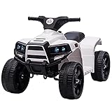 HOMCOM Mini Elektro-Quad Kinder Elektro ATV Kinderwagen für 18 bis 36 Monaten Elektromotorrad mit 2 Scheinwerfer Elektroquad Strandauto-Form PP Stahl Schwarz+Weiß 65 x 40 x 43 cm