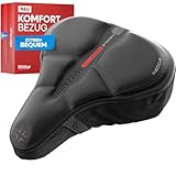 WITTKOP Fahrradsitzkissen mit Gelkissen & Memory-Schaum I Ergonomischer Fahrradsitzbezug für Damen und Herren mit 3-Zonen-Konzept I Bequemer Fahrradsattelbezug für Peloton & Fahrradsitz