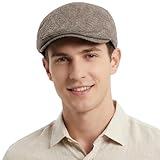HIQIU Schirmmütze Herren Schiebermütze Barett Cap Herbst Winter Flat Cap,Schieberkappe Herren Newsboy Driving Cabbie Kappe Baskenmütze (DE/NL/SE/PL, Alphanumerisch, M, L, Khaki)