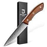 DRAGON RIOT Gemüsemesser 12 cm, Scharf Obstmesser Damastmesser Profi Schälmesser, Küchen Messer mit Ergonomischer Griff