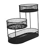 Fenteer Obstkorb mit 3 Ebenen, Obstschale, Obstschalenhalter, Küchenarbeitsplattenregal, Obsthalter, Organizer für Zwiebeln und Bauernhaus, Schwarz