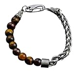 Edelstahlkette Armband Perlen für Männer Steine Schnur Perlenarmband für Männer Fwn618 (Brown, One Size)