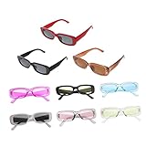 CATIEBYE 9 Stück Retro- Mode Party Sonnenbrillen Für Damen Überdimensioniert Trendige Schmale Rechteck - Umrandet 90er Damen Gläser Eng Stk