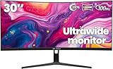 CRUA 30 Zoll Curved Ultrawide Gaming Monitor(2560x1080), 100Hz, 1ms, 1500R, VA, HDR 10, AdaptiveSync, DCI-P3 90%, SRGB100%, VESA 100x100mm, Augenpflege