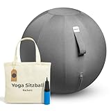 Backerz® Sitzball 65 cm - Ergonomische Sitzmöbel für Büro und Heimbüro - Langlebiger Stoff, Gymnastikball - Fitness-Ball, Ballstuhl mit Ballauflage - Waschbarer Leinenbezug - Dunkelgrau