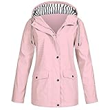 Regenjacke Damen Leicht Übergangsjacke mit Kapuze Atmungsaktiv Regenmantel Wasserdicht Windbreaker Regenjacken Lange Softshelljacke für Frauen Fahrradjacke Dünne Windjacke Funktionsjacke Kapuzenjacke