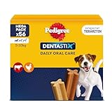 PEDIGREE DentaStix Hundesnack für kleine Hunde (5-10kg), Zahnpflege-Snack mit Huhn und Rind, 1 Packung je 56 Stück (1 x 880 g)