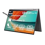 2023 LG Gram 16 Zoll Ultralight 2-in-1 Convertible Notebook & Tablet - 1.480g Intel Core i7 (16GB RAM, 1TB SSD, 16:10 IPS LCD Display mit Pen Touch, Thunderbolt 4, Win 11 Home, Mirametrix) - Schwarz