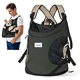 ALLSOPETS Hundetragerucksack, Tragbarer Haustiertragerucksack für Katzen Hunde Welpen, Integrierter Sicherheitsgurt, Ergonomisches Design, Atmungsaktiver Hunderucksack für Motorrad (Dunkelgrau)