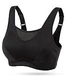 Wingslove Damen Sport BH ohne Bügel Nicht Gepolstert High Impact Bustier Halt Joggen BH （Schwarz 38C）