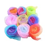 24 Stück Square Jongliertücher Set, Bunte Chiffontücher, 60 * 60 cm Tanz Tücher, Performance Seide Schals Bunt Tanz Tücher, 21 Farben, für Kindergarten Kinder Party-Aktivitäten Zubehör Dekoration