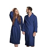 Banzaii Super saugfähiger Frottee-Bademantel für Erwachsene, 100% hochwertige Baumwolle, ultraweich, Bademantel mit Kapuze Unisex Herren und Damen | XL Blau