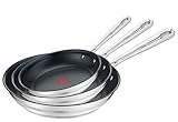 Tefal Jamie Oliver 3-teilig Pfannenset E011S3 | 20 cm, 24 cm & 28 cm Pfannen | Induktion, Edelstahl, Rot