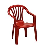 KHG Kinderstuhl mit Armlehne in Rot, Gartenstuhl, Sessel für Kinder mit 27 cm Sitzhöhe | aus Kunststoff stapelbar, kippsicher, wetterbeständig | Sitzgelegenheit für Innen- und Außenbereich