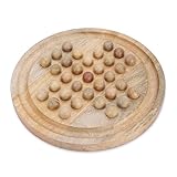 Ajuny Solitär Brettspiel Handgefertigtes aus Holz Solitär Spiel mit Holz Kugeln Klassisches Strategie-Puzzle Logik für Kinder & Erwachsene Spaß Einzelspielerspiel Heim & Büro Deko 27,5 cm (10,8 Zoll)