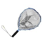 FUNOMOCYA Aluminium landungsnetz mit Gummiertem Netz Flachboden Kescher Leichtes Angelzubehör für Boot Schnelles Fangen und Sicheres Freilassen von Fischen