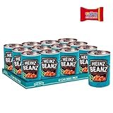 Heinz Baked Beanz 12 x 415g - Gebackene Bohnen in Tomatensauce, Ohne Zusatzstoffe, Glutenfrei, Protein- & Ballaststoffreich, Für Veganer & Vegetarier, Niedriger Zucker & Fett- Trinovi