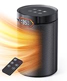 QEXREED Heizlüfter, 1500W, PTC Heizlüfter Energiesparend mit ECO Modus, 4 Heizmodi, Breeze Modus, Thermostat, 24H Timer, Fernbedienung, Überhitzungs- & Kippschutz, Tragbar & Leise, für Zuhause, Büro