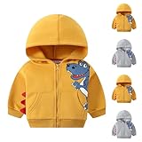 XINYUNZU Jungen Sweatjacke Dino Kuschel Hoodie Jacke Kapuzenjacke Stricken Aus Baumwolle Übergangsjacke Herbstjacke Kinder Jacken für 3-9 Jahre Alt Outlet Angebote Gelb 3 Jahre