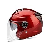 Galatée Motorradhelm für Erwachsene mit Sonnenblende, geeignet für Elektromotorräder, Motorroller und Cruiser. Verwenden Sie schlagfesten ABS- und EPS-Liner(rot)