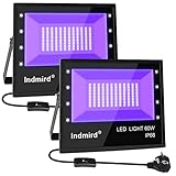 Indmird LED Schwarzlicht Strahler, 2 Stück 60W Schwarzlichtlampe IP66 Wasserdicht LED UV Strahler mit Stecker 395-400nm UV Flutlicht Partylicht für Halloween Aquarium Bühnen Party Neonfarben Effekte