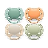 Philips AVENT ultra soft Schnuller - 4er Pack, BPA-freier, extra weicher Schnuller für Babys von 0-6 Monaten, inklusive Transport- und Sterilisationsbox, (Modell SCF091/35)