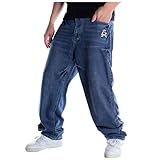 Herren Hip-Hop Hose Cargohosen Herren Baggy Jeans Hose Streetwear Straight Klassische Jeans Hipster Skateboard Style Herren Jeans