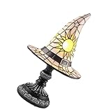 Halloween-Beleuchtung, Hexenhut, Schreibtischlampe, Party-Dekoration, geheimnisvolles Gelb, leuchtet Kunstharz, Kunst, Hexenhut, Tischdekoration