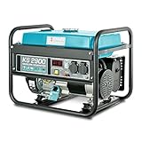 Benzingenerator KS 2900, notstromaggregat 2900 W, 2x16A (230 V), 12 V, stromerzeuger mit (AVR), stromaggregat mit Ölstandsanzeige, Überlast- und Kurzschlussschutz, generator, LED-Anzeige