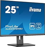 iiyama Prolite XUB2595WSU-B5 63,36cm 25' IPS LED-Monitor 16:10 VGA HDMI DP USB2.0 Slim-Line Höhenverstellung Pivot schwarz