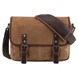 Vmokki Kameratasche für Spiegelreflexkamera, Systemkamera, Objektive, Zubehör DSLR SLR Fototasche Wasserdicht Canvas Echtleder Unisex Camera Bag Retro (Braun)