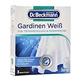 Dr. Beckmann Gardinen Weiß | Gardinenweiß für strahlende Vorhänge | mit effektiver Intensiv-Weiß-Formel | 3 x 40 g