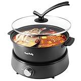 Food Party Hot Pot Elektrisch 4L Aktualisiert Hotpot Topf Doppelseitig Trennbarer Kochtopf 220V 1350W Electric Hot Pot Fondue für 6 Personen (Hot Pot mit Trennwand)