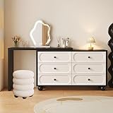 XUEBMA Großer Schminktisch Mit Spiegel,großes Fassungsvermögen 40 cm Breit 6 Schubladen Schminktisch Aus Massivholz(120cmx120cm)