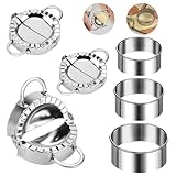 6 Stück Edelstahl Dumpling Maker, Edelstahl Knödel Ravioliformer Set, Ravioli Former Dumpling Maker, Edels-tahl Ravioli Ausstecher, Ravi-oli Dump-ling Former, 3 Größen für Dump-ling Küchenzubehör
