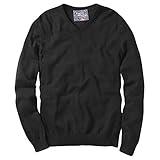 Charles Wilson Feinstrick Baumwollpullover mit V-Ausschnitt für Herren (M, Black (0422))