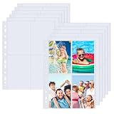 REFORUNG 60 Stück Fotohüllen,A4 PP Klarsichthüllen, 4 Fach Prospekthüllen Transparent Sammelhüllen 11 Löcher Ringbüchern Fotosichthüllen für Familien Hochzeits Tauschen（31cm X 23cm）