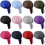 12 Stück Biker Bandana Cap, 12 Farben Herren Laufmützen für Männer Frauen, Fahrradmütze mit langem Schwanz Atmungsaktiv nimmt Schweiß auf Hat Piraten Kopftuch für Laufen Wandern Klettern Radfahren