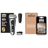Braun Series 9 Pro+ Rasierer Herren Elektrisch, Elektrorasierer mit 5 Pro Rasierelementen, Wet & Dry, Made in Germany, Silber + Braun Series 9 Pro Scherkopf, Ersatzscherteil Made in Germany, 94M