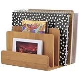 Dimono® Zeitschriften- & Dokumentenablage Schreibtisch-Organizer aus Bambus; Dokumentenhalter, Briefablage, Papierfächer Zeitschriftenständer für Zuhause, Büro, Praxis