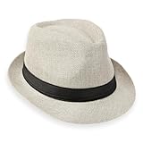 Schramm® Fedora Hut für Damen und Herren Panamahut mit Stoffband Sonnenhut in 5 Umfang 56-58cm 100% Polyester Gangster-Hut Trilby-Look, Farbe:grau