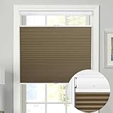 Wabenplissee ohne Bohren, schnurlos, individuelle Verdunkelungs-Fensterabdeckungen für Zuhause, Büro, Schlafzimmer, einfach zu installieren, Kaffeebraun, 68 cm B x 180 cm H